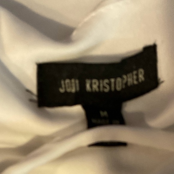 JODI KRISTOPHER WOMENS SIZE MEDIUM COCKTAIL DRESS WHITE ADORNED WITH RHINESTONE - Picture 4 of 4